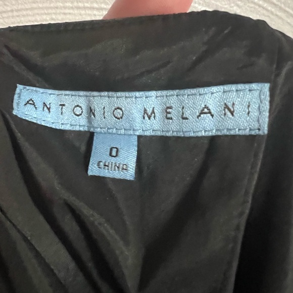 Antonio Melani Women Size 0 Sheath Dress Black Leather Panel Lined Cap Sleeve - Picture 6 of 6